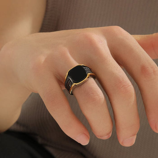 Two-Tone Onyx Signet Ring