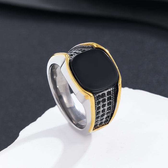 Two-Tone Onyx Signet Ring