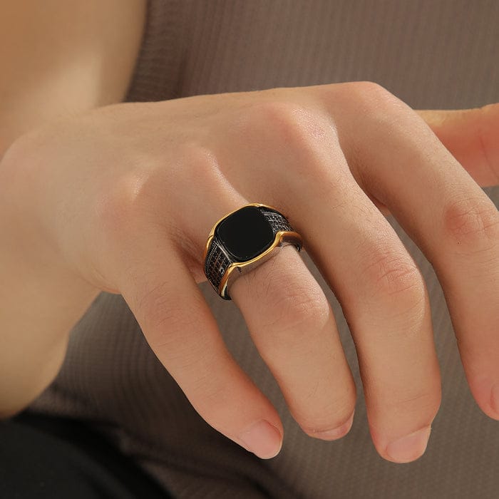 Two-Tone Onyx Signet Ring