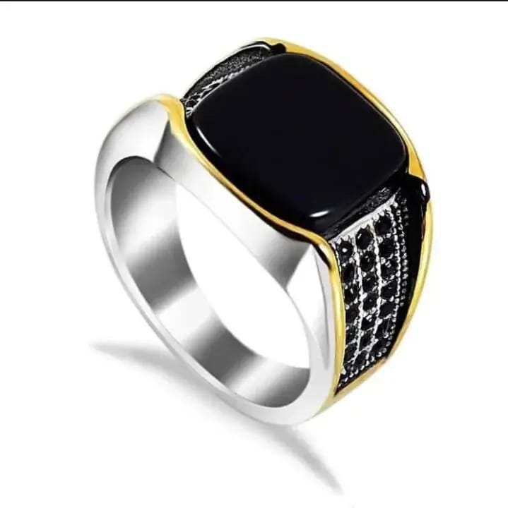 Two-Tone Onyx Signet Ring