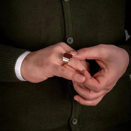 Turkish Victorian Red Agate Greek Ring