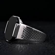 Vintage Sterling Silver Black Gemstone